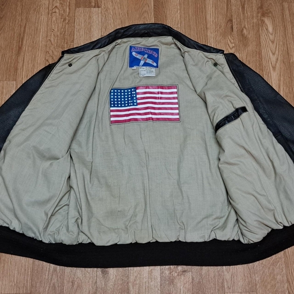 Airborne Leather Bomber Jacket Size Large - Picture 3 of 8